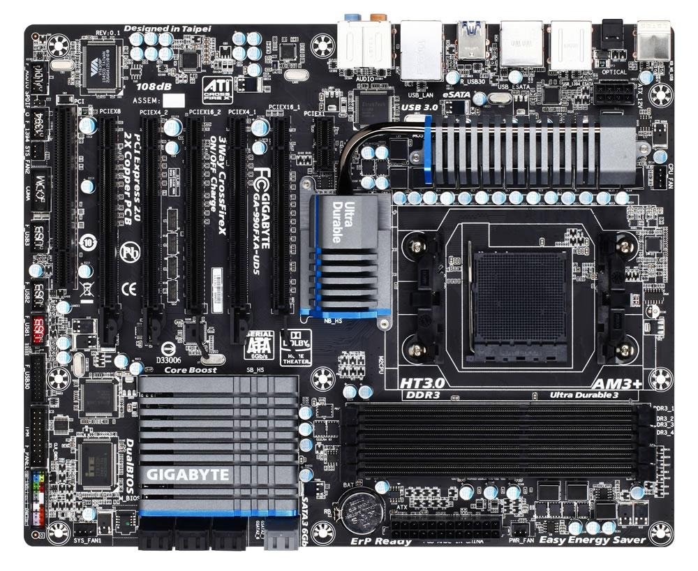 GIGABYTE AMD 990FX + SB950 AM3+ SATA 6Gb/s USB 3.0 ATX AMD Motherboard GA-990FXA-UD5