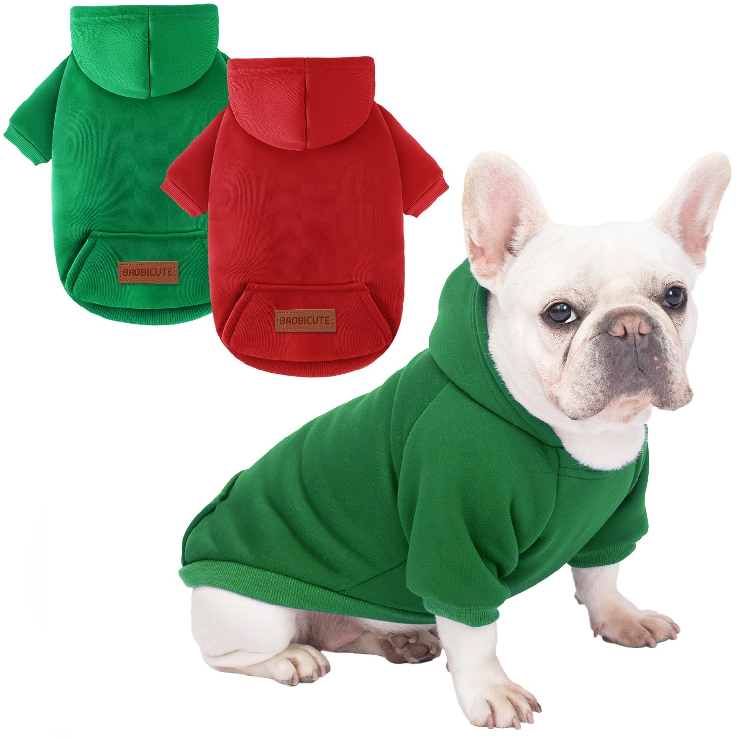 2 Pack Dog Hoodie Warm Hood Dog Sweater Cold Weather Small Dogs Sweatshirt Comfort Pet Clothes for Small Medium Dogs with Pockets Chihuahua Clothes for Male Female Girl Boy Sporty Daily Wear