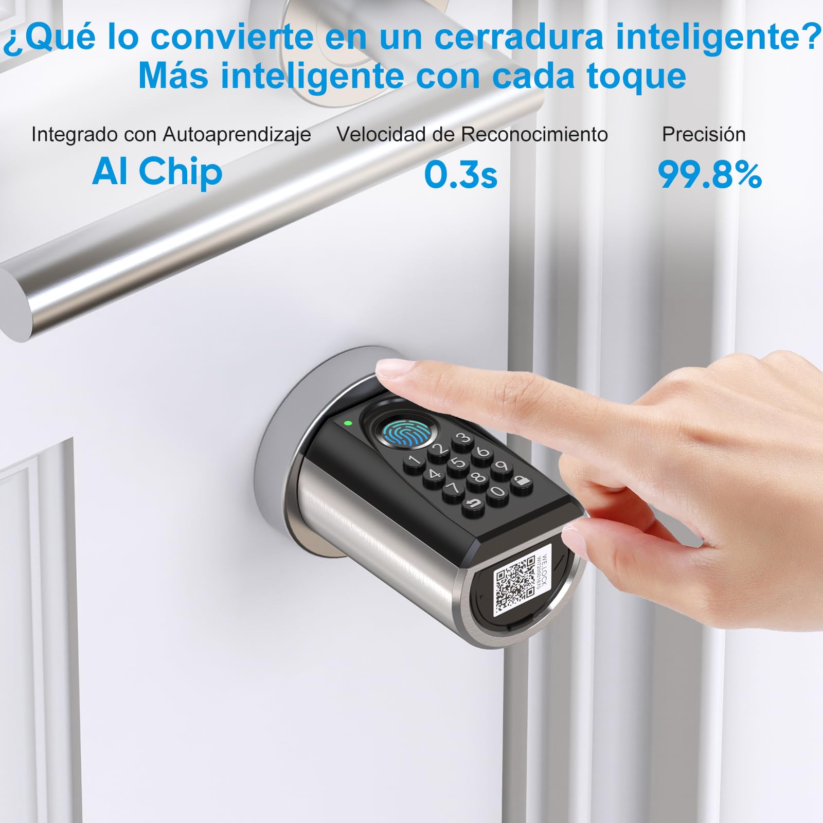 WELOCK ToucA51 Pro Smart Lock,Cerradura con Huella Digital,Contraseña,Tarjeta RFID y APP,Cerradura Inteligente WiFi,cerradura electronica exterior 40/30 para puertas de 50 a 100mm,Fácil instalación