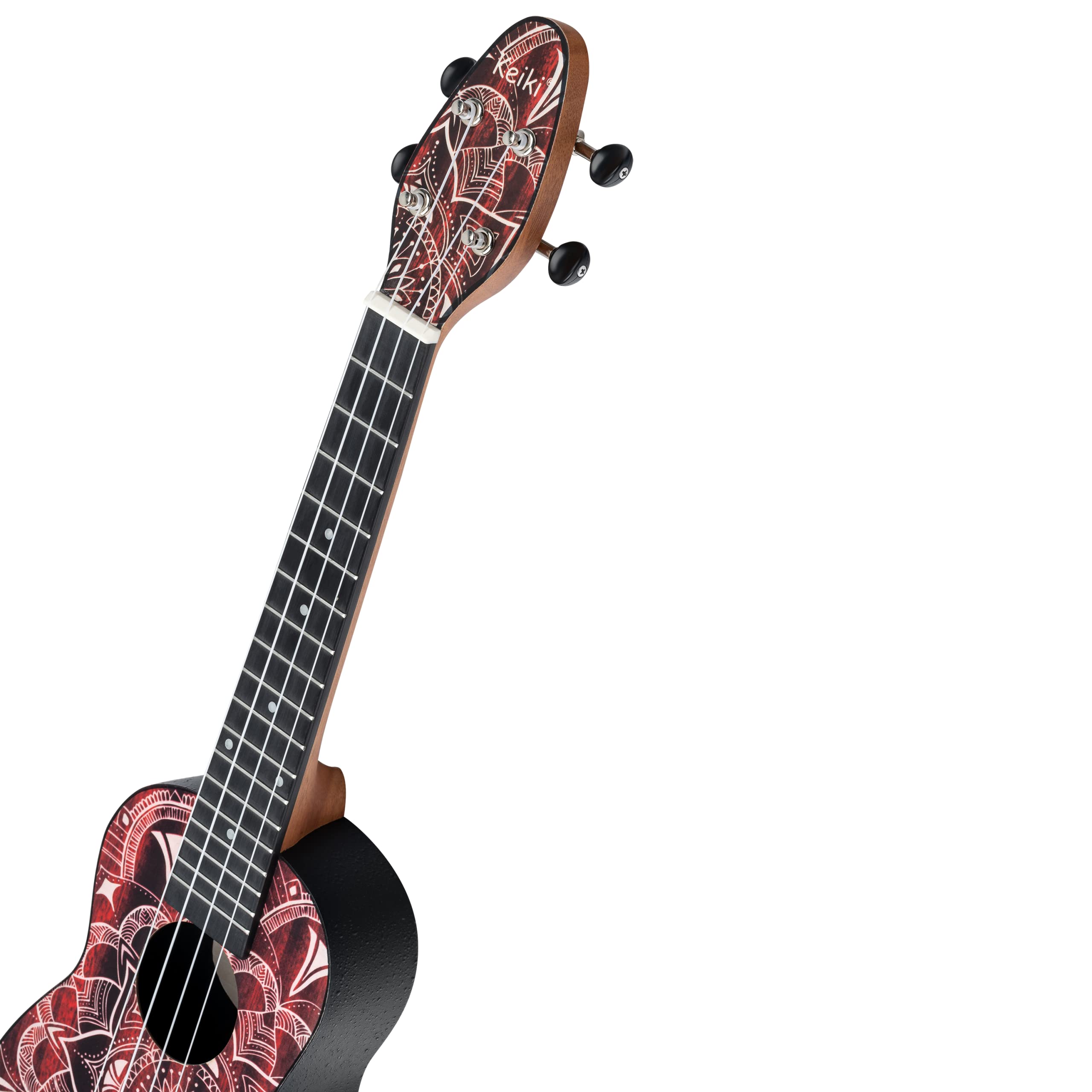 Ortega Guitars Ukulele Soprano Super Scale Acustico – Keiki K2 Series – Accessori Inclusi – Agathis / ABS, Red Kaleidoscope (K2SS-RKC)