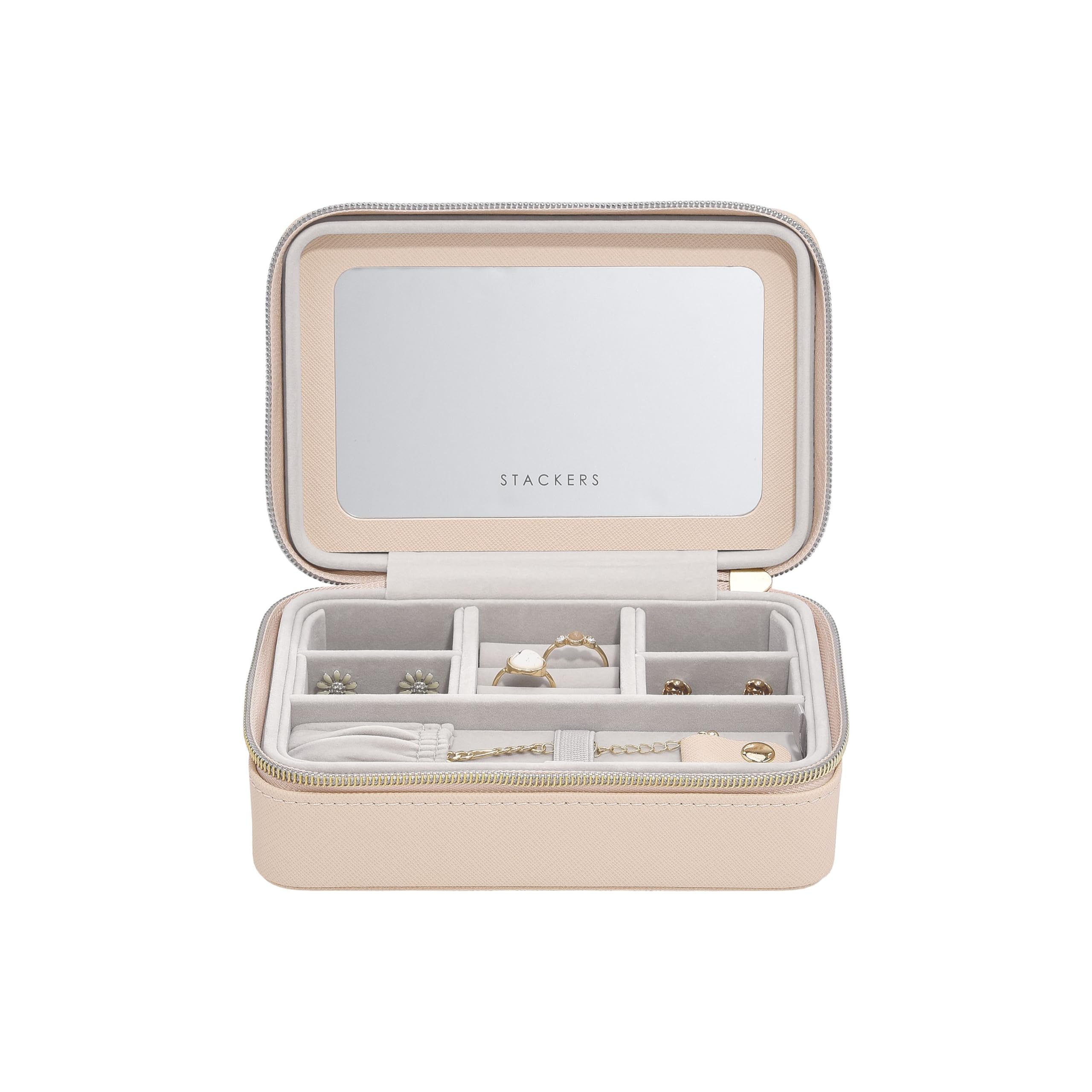 Stackers Blush Raffia Luxury Travel Jewellery Box