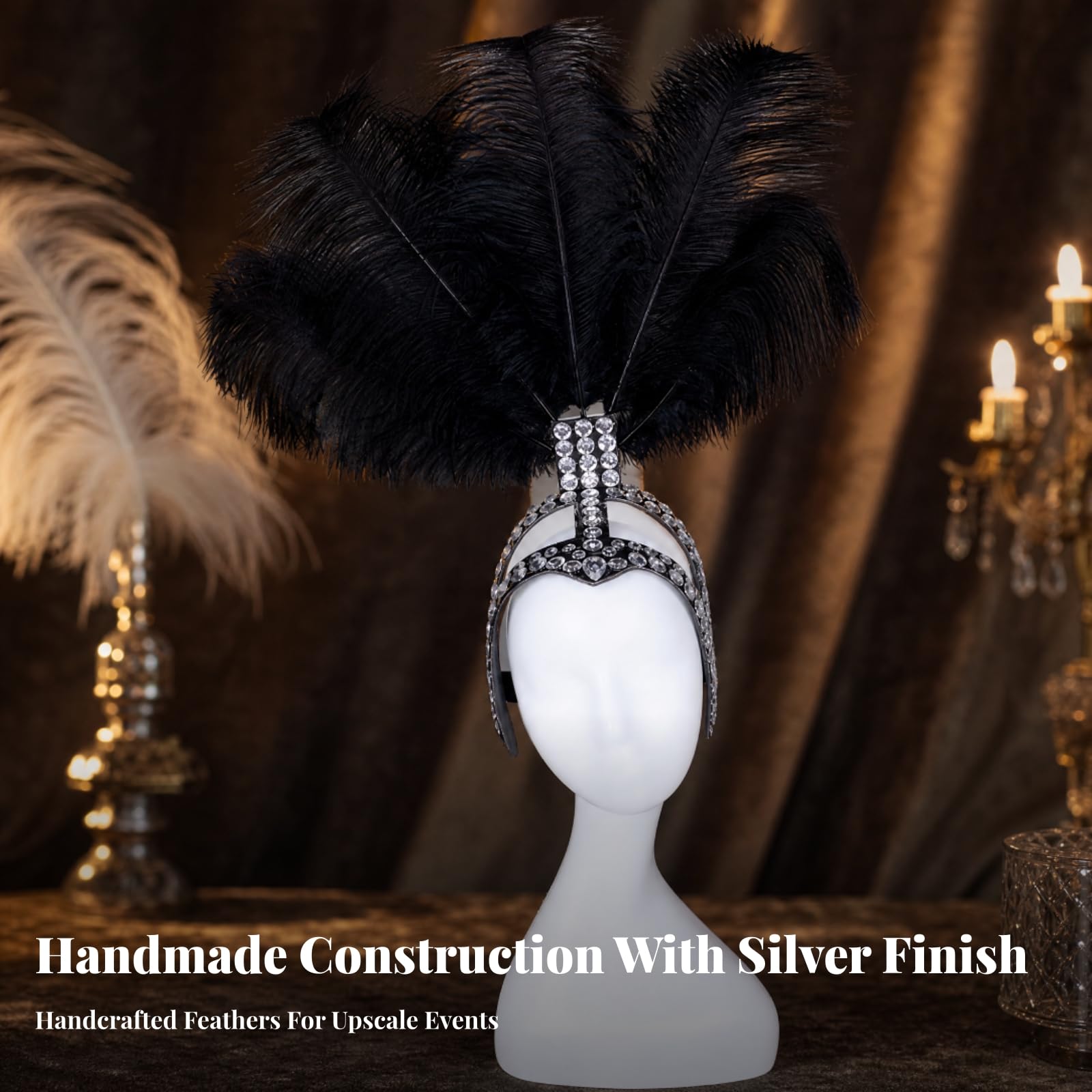 corativa a Mano Corona Plegable con Plumas table para Bodas, Real