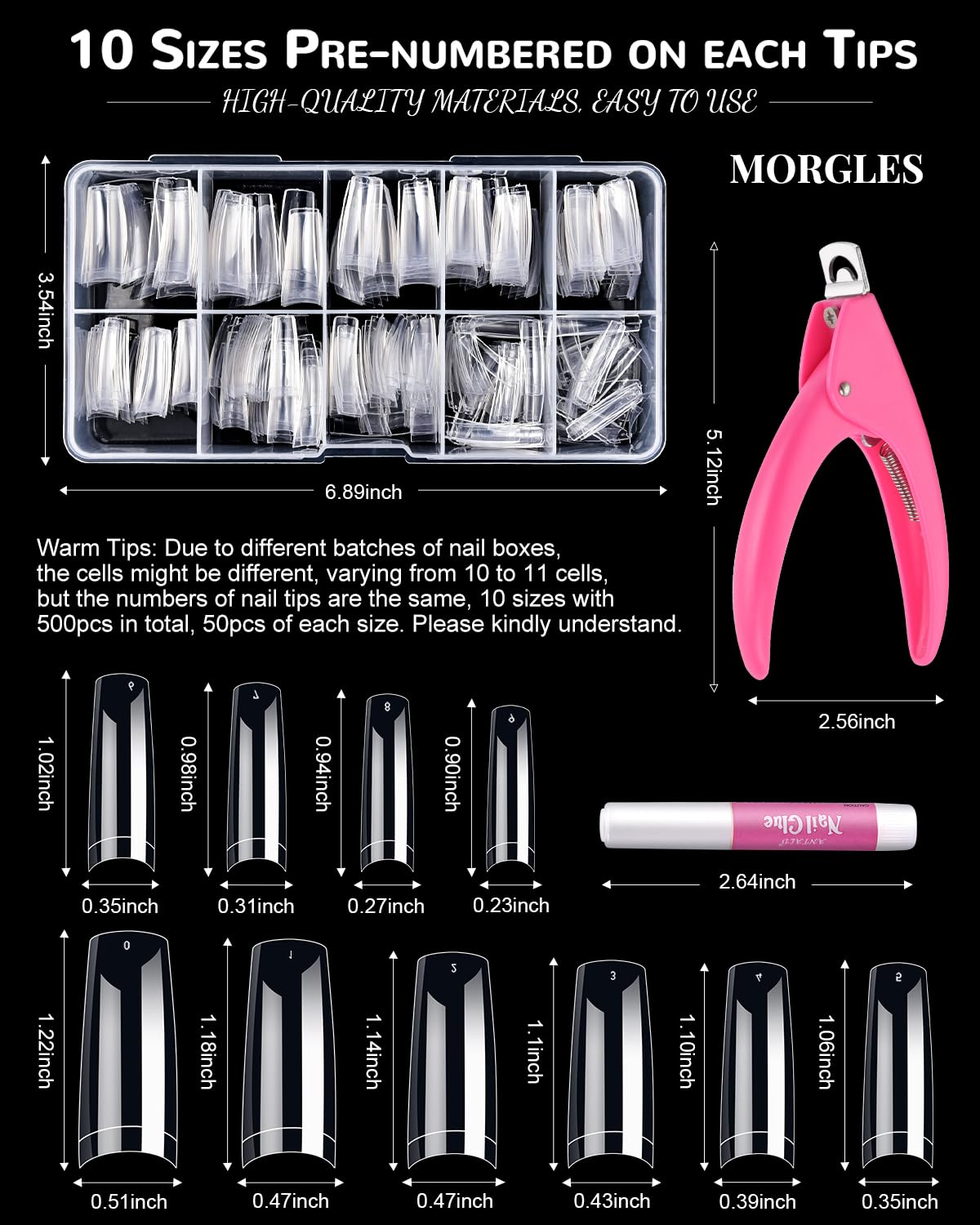 Clear Acrylic Nail Tips - 500pcs for Beginners -2