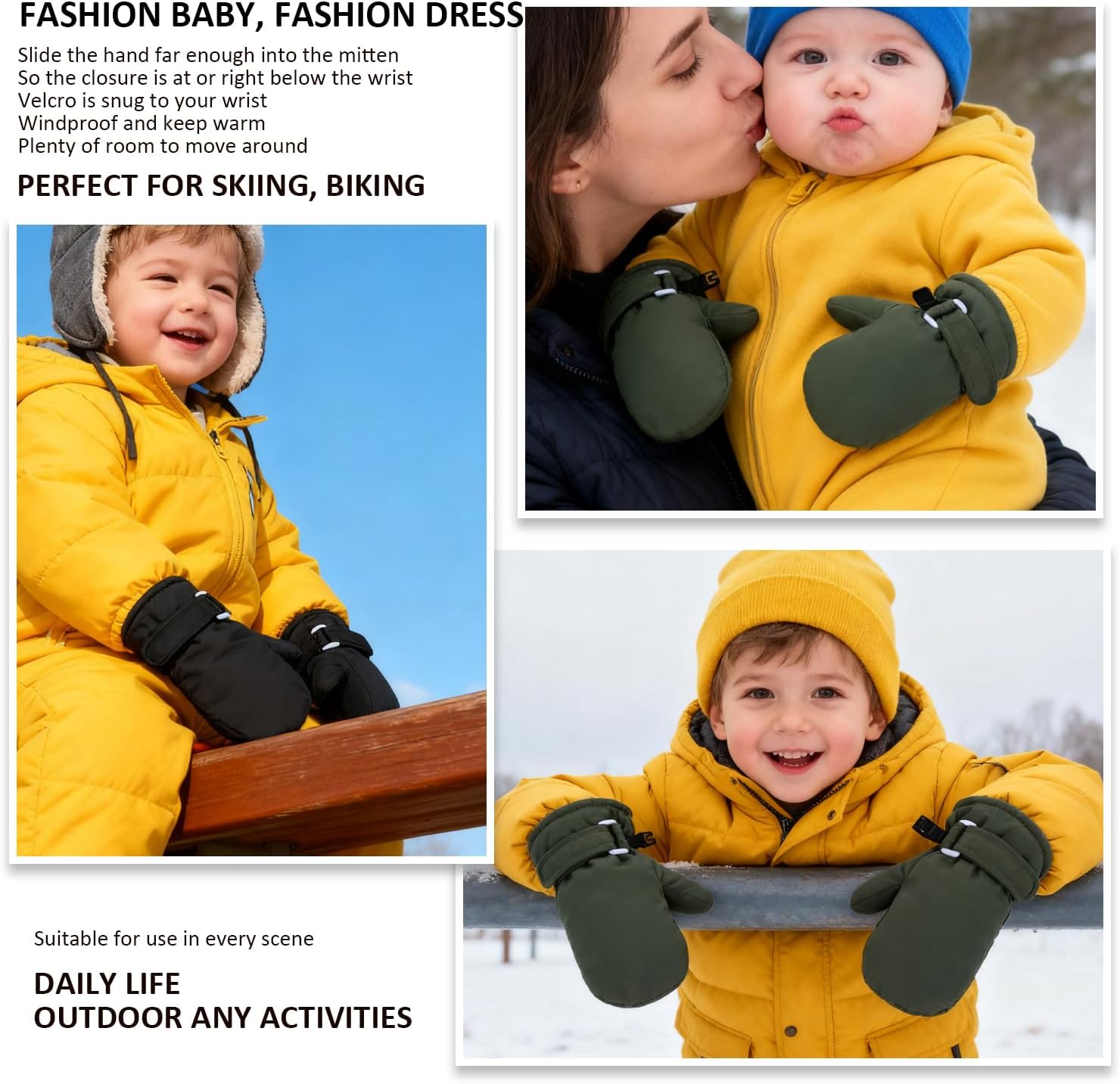 Fleece Lined Mittens for Baby Boys Girls,Infant Toddler Kids Winter Gloves Mittens for Children
