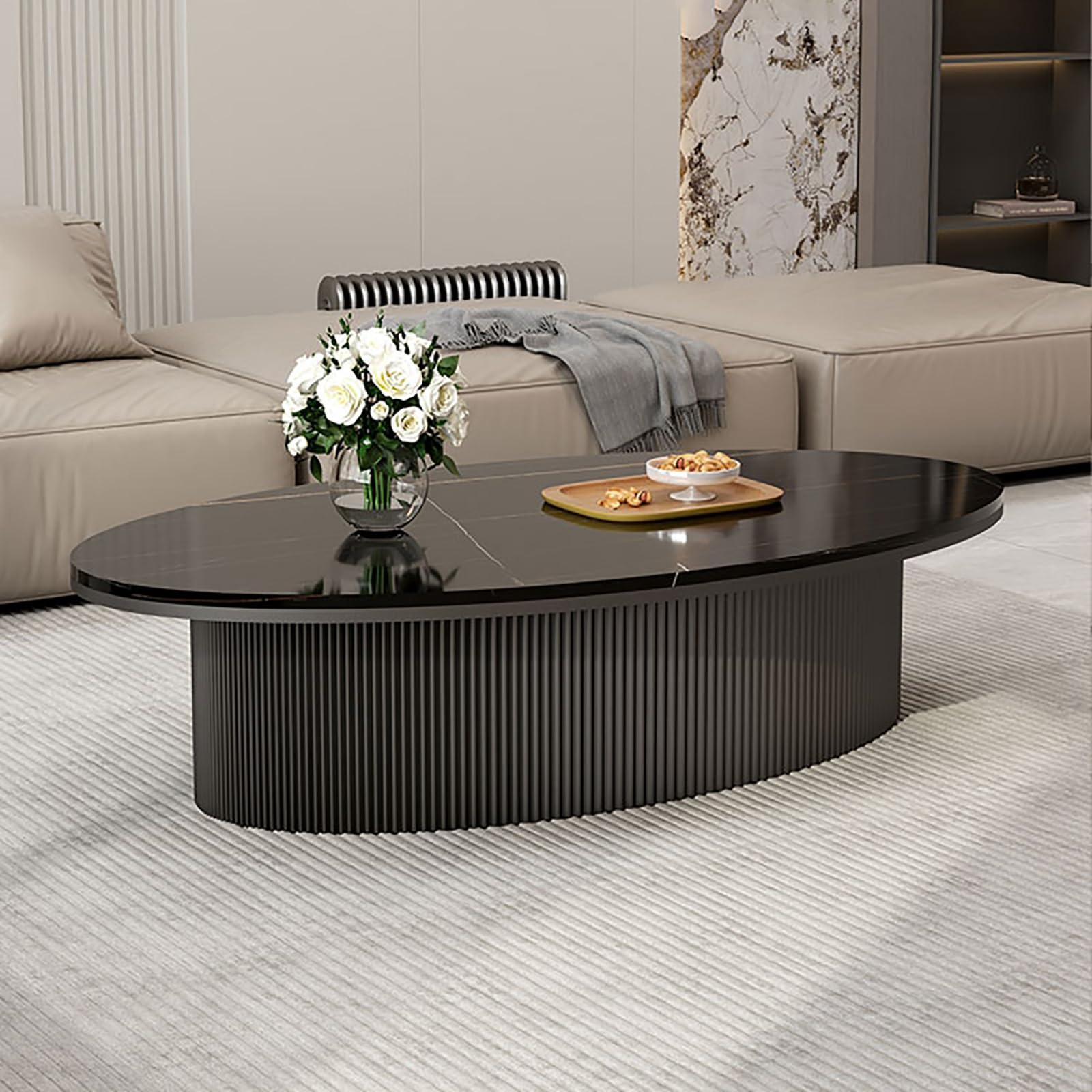 Amazon｜オーバル ローテーブル、リビングルーム用モダンコーヒー