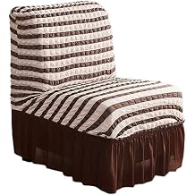 Thick Elbowless Chair Cover with Skirt, Seersucker Chair Cover, Dustproof Chair Slipcover Without Arm for Accent Chairs-6