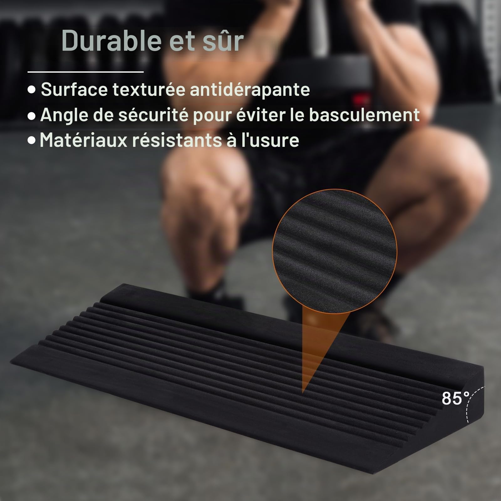 Welspo Tapis Squat Wedge avec cinq bandes d'étirement pour fitness, entraînement et étirement