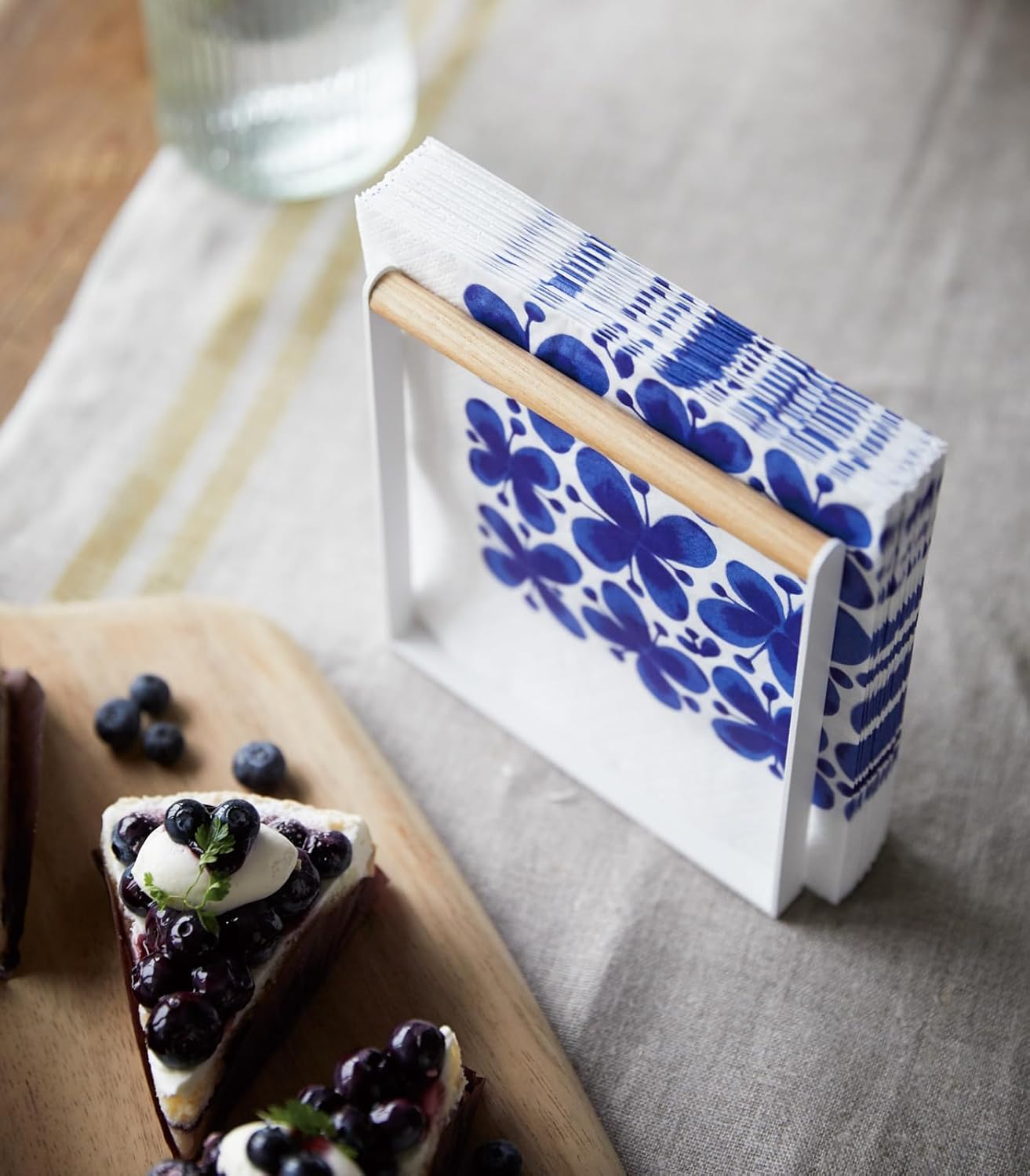 White and Wood Modern Napkin Holder