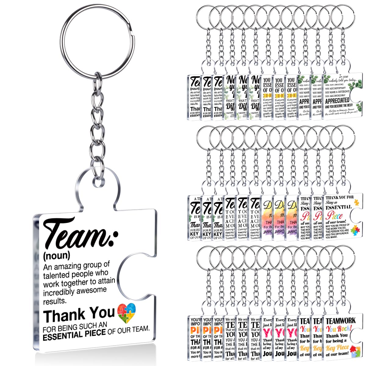 Team Appreciation Gifts Bulk Thank You Keychains for Coworkers