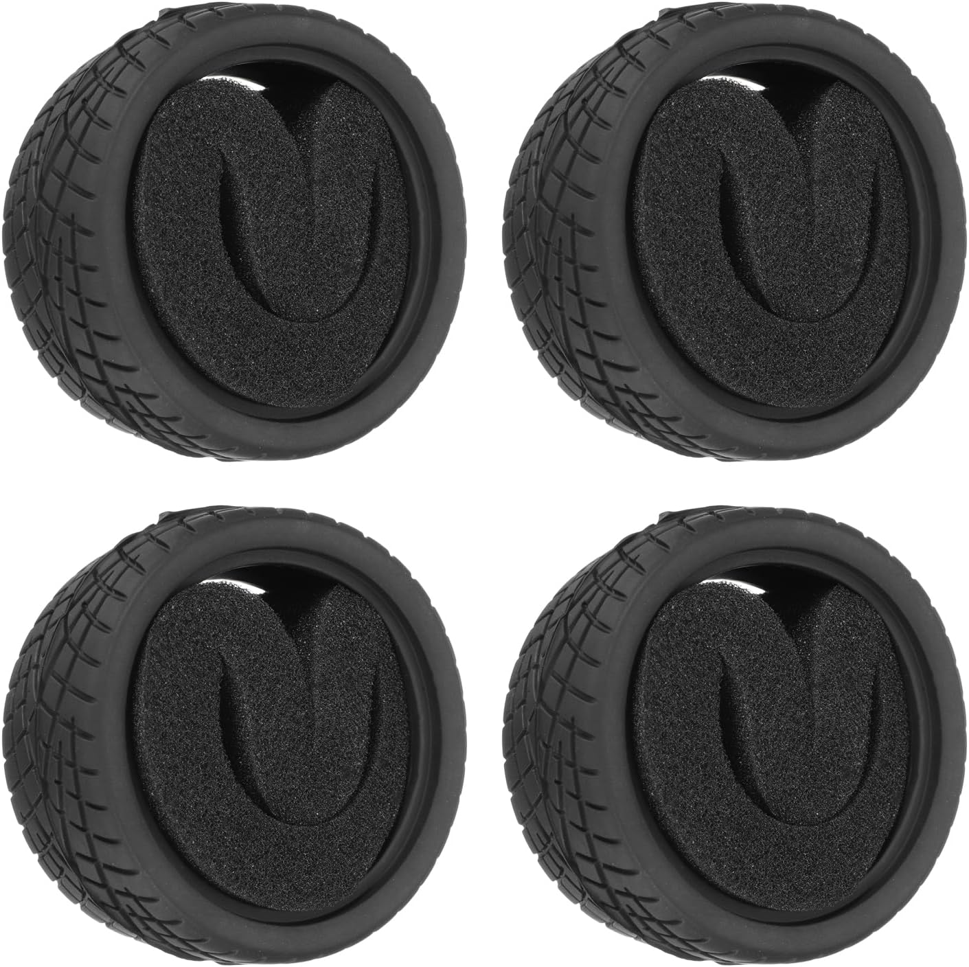 uxcell 4pcs Soft Rubber RC Car Tires for 1/10 Scale Touring On-Road Racing - 62mm x 26mm Performance Tyre, Black