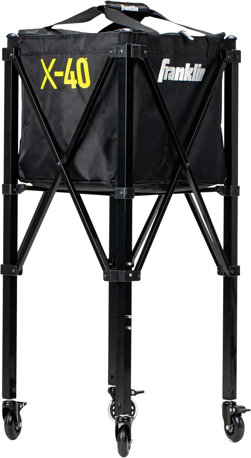 Franklin Sports Portable Pickleball Hopper + Carry Bag - (100) Ball Pickleball Caddy + Travel Basket with Wheels - Easy Storage + Transportation to Court - Easy Assembly + Durable Construction