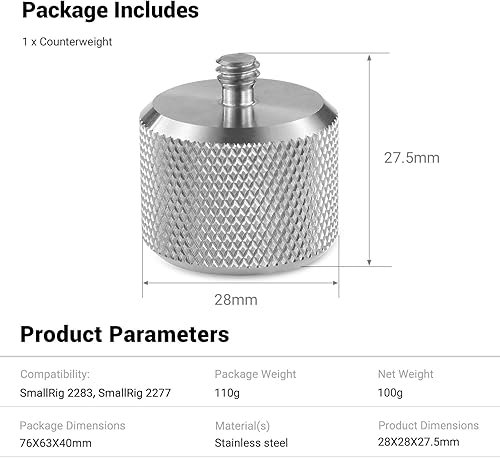 Miniatura 7 de SMALLRIG Contrapeso extraíble 1.76 oz para DJI Ronin SRonin RS 2  Ronin-SCRonin RSC 2 y para estabilizadores de cardán Zhiyun - AAW2459