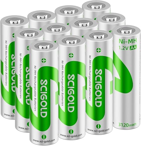 Baterías AA recargables, 1.2 V 2300 mAh de alta capacidad, doble A, paquete de 12 baterías recargables NiMH AA para el hogar, para cámara y juguetes
