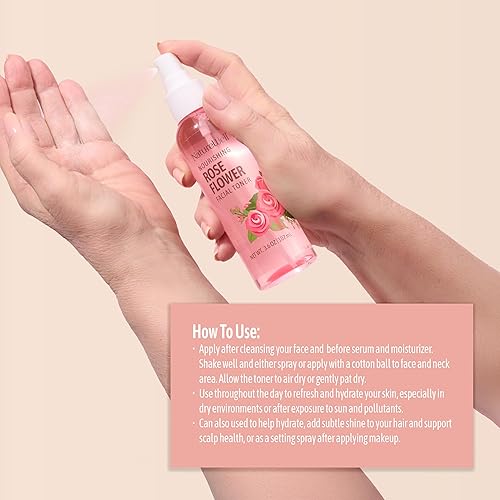Miniatura 6 de NATURE WELL Rose Water - Tóner facial hidratante para piel húmeda y radiante, refrescante, acondicionador, calmante, hidratante, perfecto para