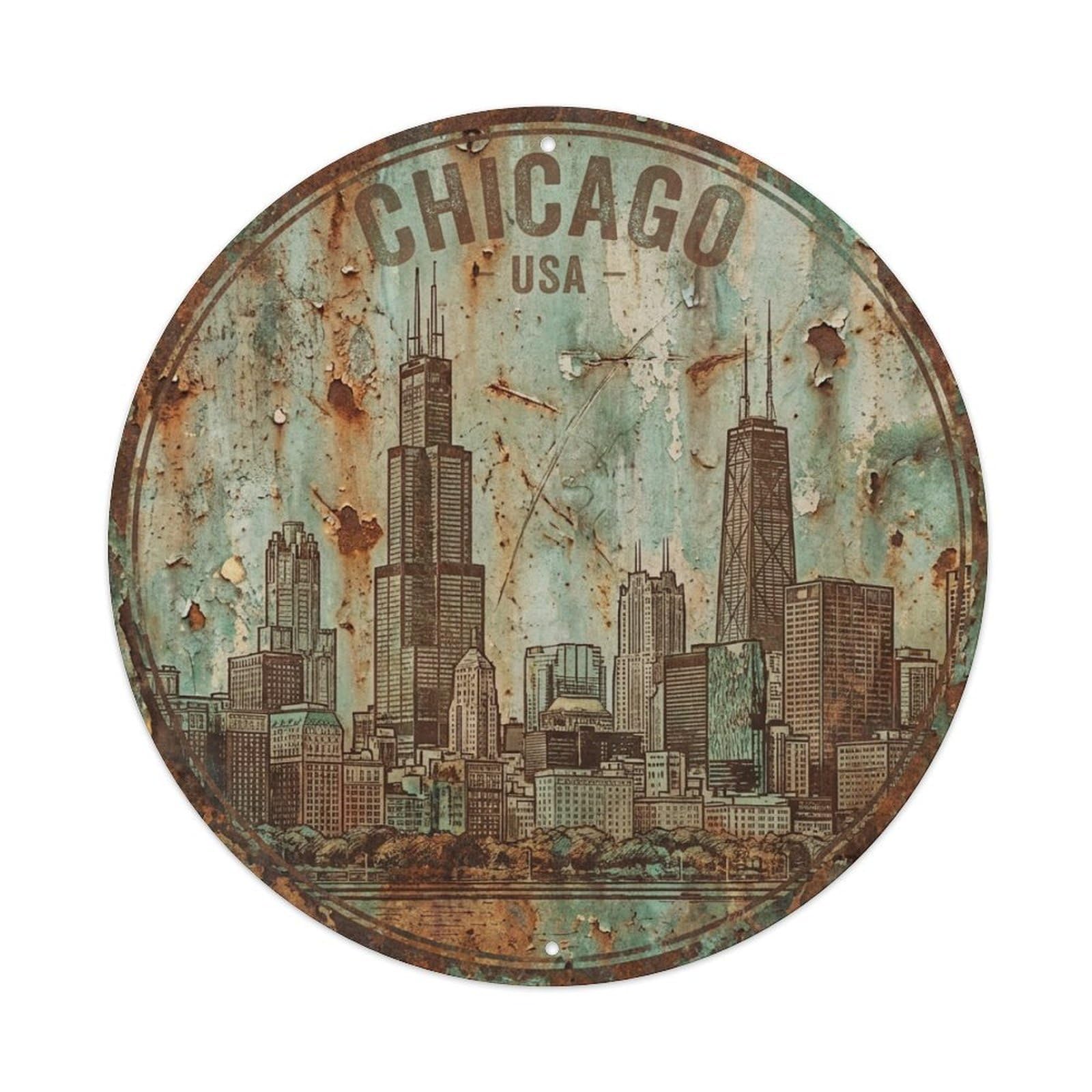Tgrcjimh Style Metal Tin Sign Vintage Travel Usa Chicago