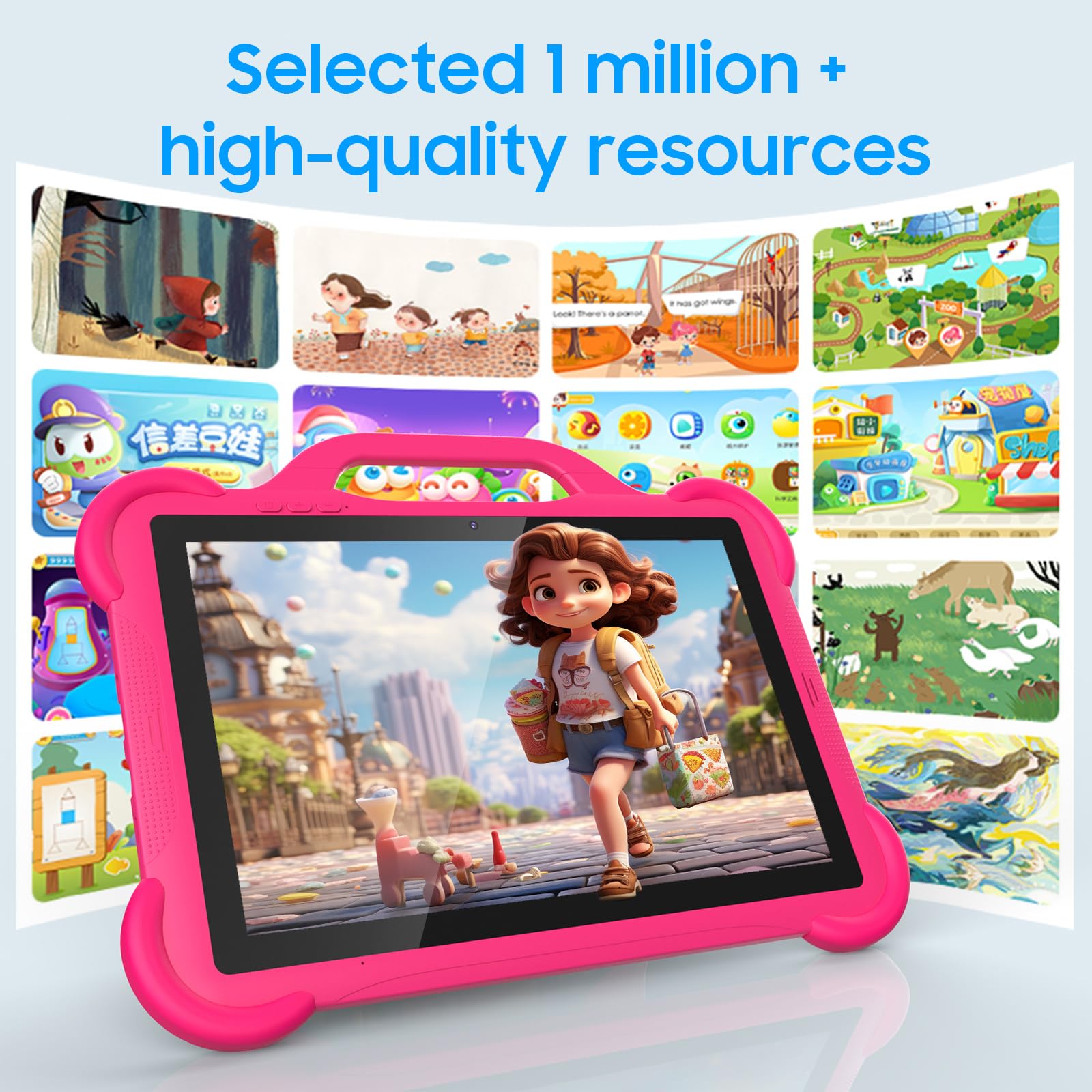 Tablet Android 14 para niños pequeños - Pantalla IPS de 10.1, 8 GB de RAM+32 GB de ROM, aplicación de control parental, pestaña WiFi 6