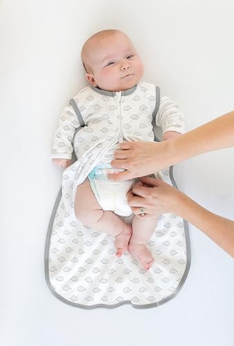 Miniatura 6 de SwaddleDesigns SDM-419Y-S - Saco de dormir de muselina de algodón con zíper de 2 vías, diseño de jirafa mamá y bebé, color amarillo, pequeño 0-6