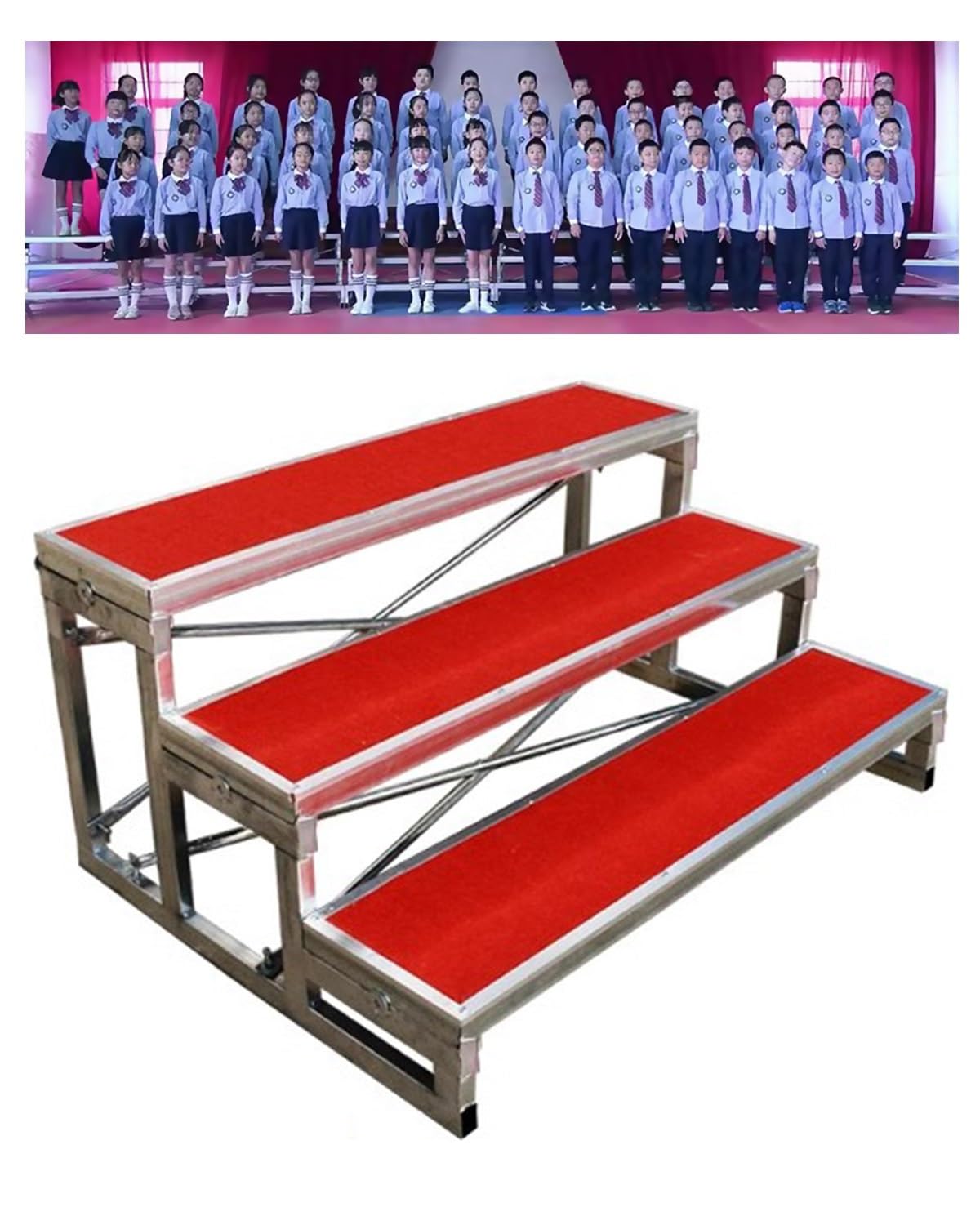 DUANHOZ Tiered Choral Risers for School Choirs 1/2/3 Tier Steps Wedding & Church Podium Stand Concert Hall Staging Award Ceremony Lectern 128x90x60cm (50.4"x35.4"x23.6")