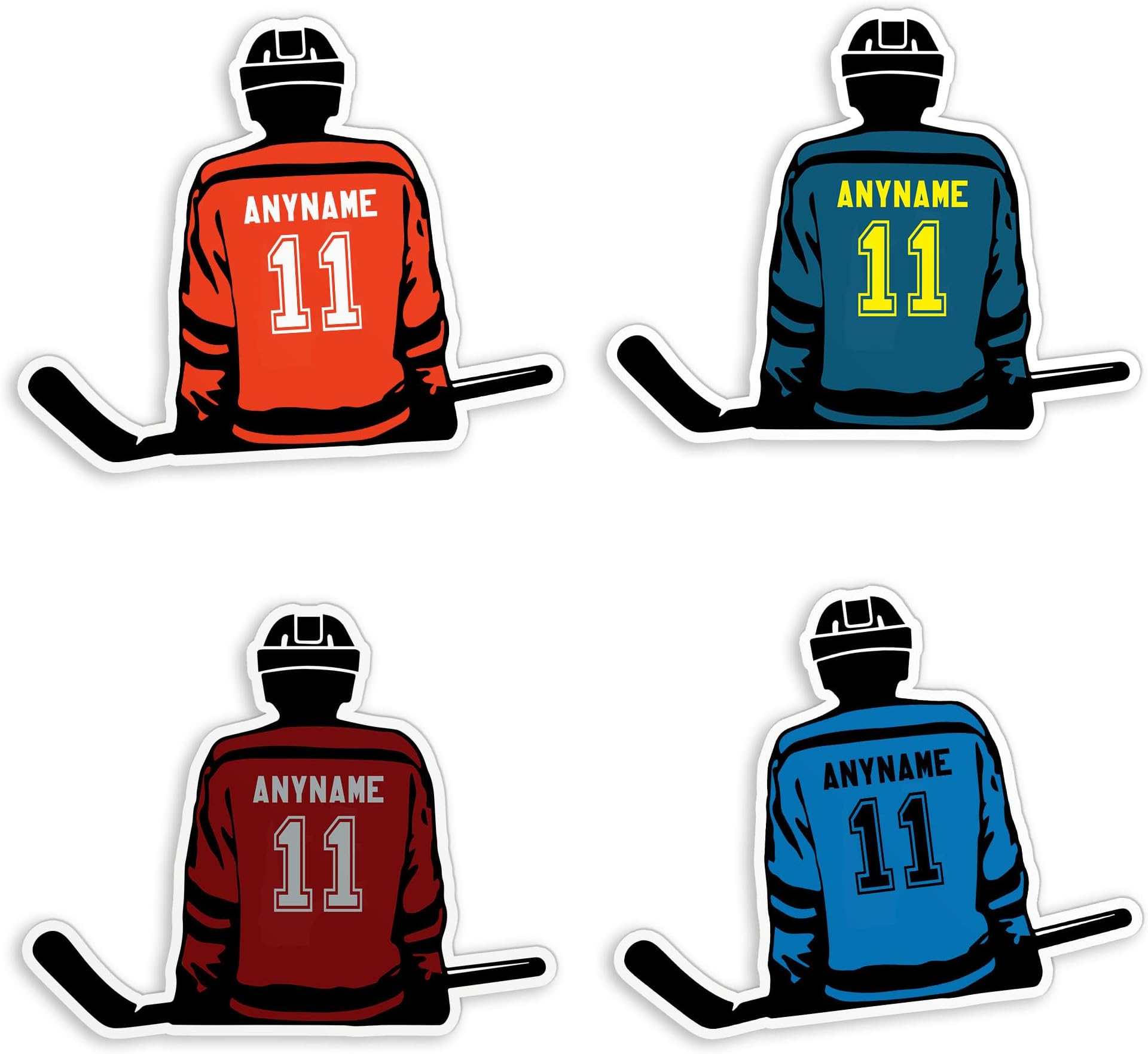 Personalized Ice Hockey Name and Number Sticker - Custom Waterproof Die-Cut Vinyl for Laptop, Water Bottle - Sport Lover Birthday Gift for Her Him