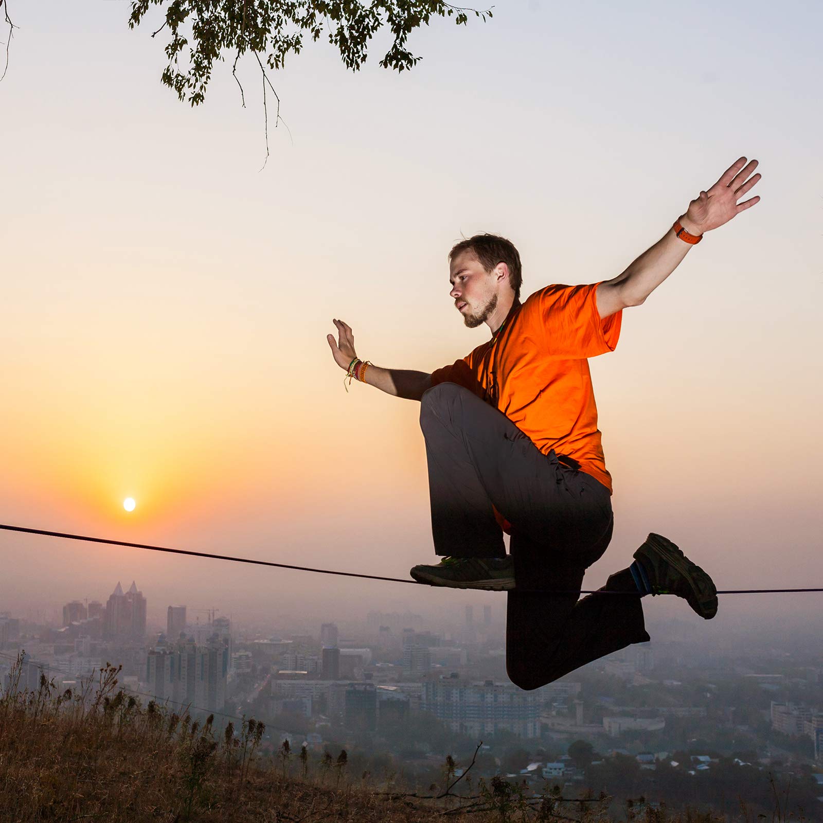 ALPIDEX Slackline 15 m pour débutants et utilisateurs expérimentés, Charge maximale 2 tonnes, Compris Sac de Transport, Couleur:Vert