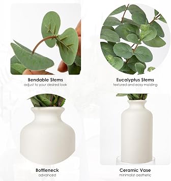 41CM Artificial Eucalyptus Plant with Ceramic Vase 16.1