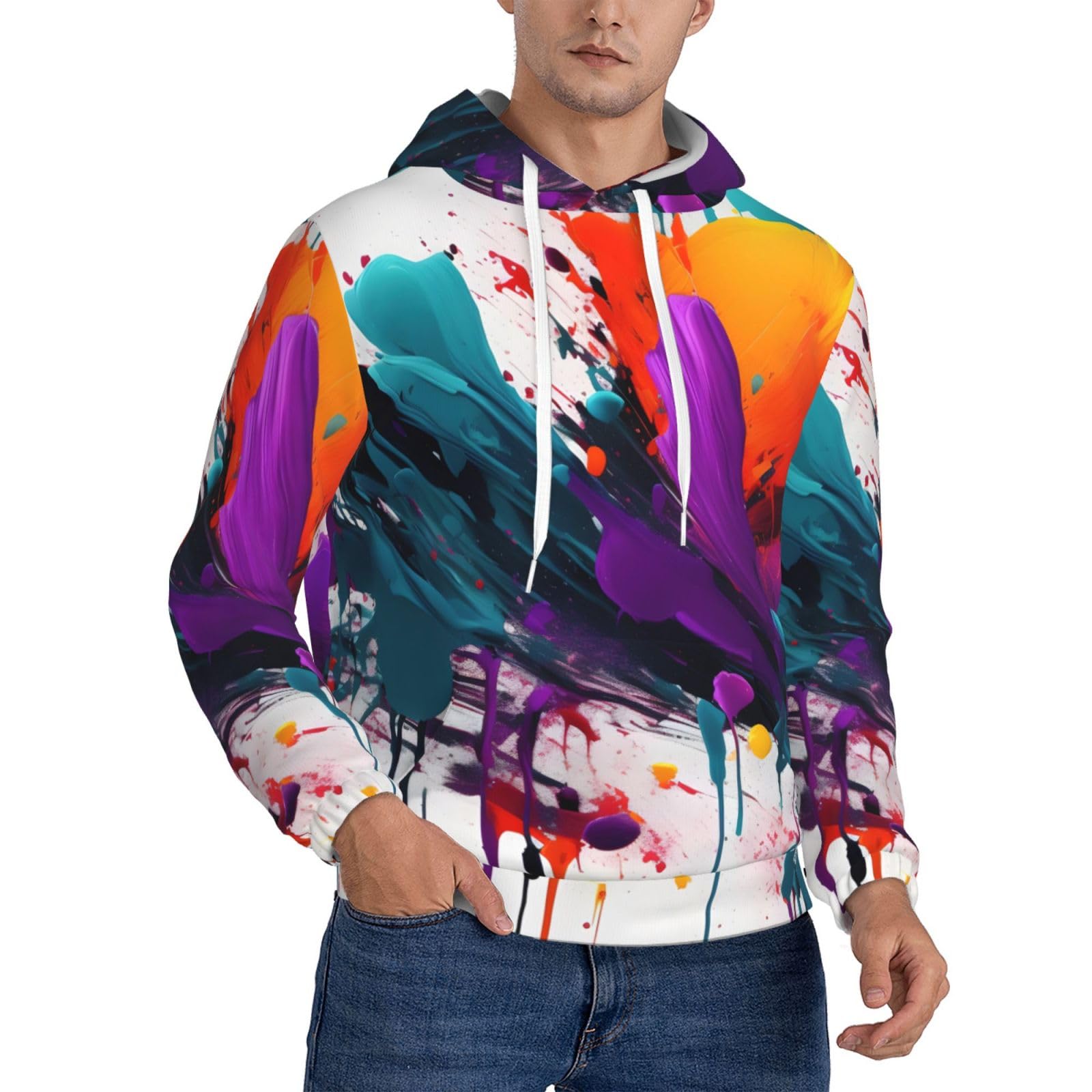 Sweat à capuche éclaboussures de peinture pour remplacer les pulls unis trop basiques - 8