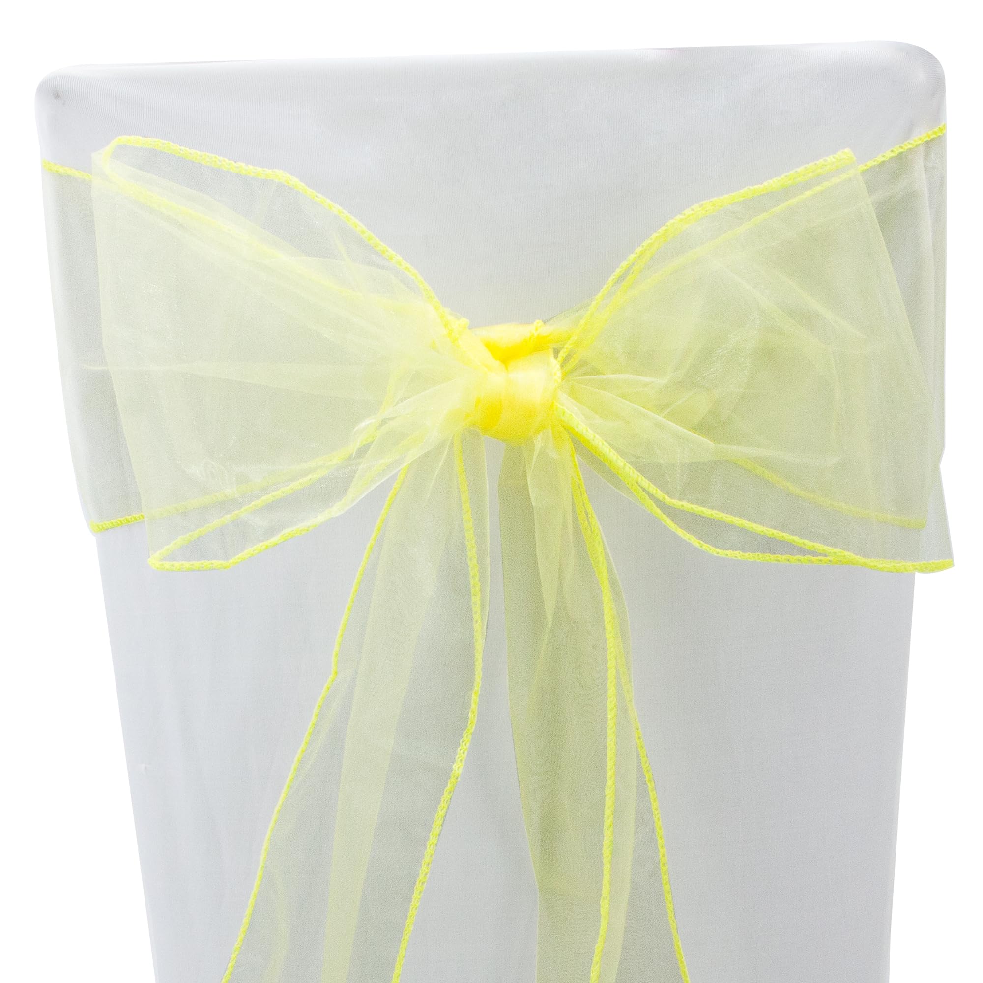Time to Sparkle 60PCS 17x280cm Organza Chair Sashes Wider Fuller Cover Party Decoration Bow Sashes for Wedding -Canary Yellow