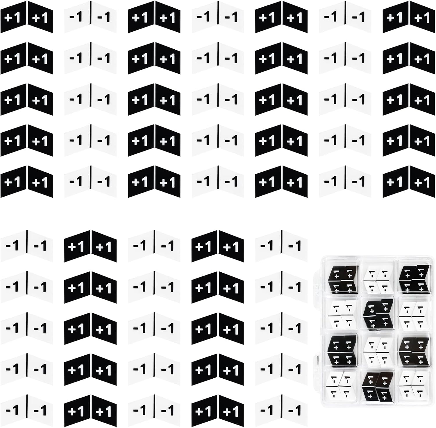 SIXPOINTS 60 Pieces MTG Buff Abilities Counter Tokens & Box Set Compatible with Magic The Gathering Creature Stats or Loyalty, TCG, Card Games Accessories (60pcs Stat Counter（ Black & White）)