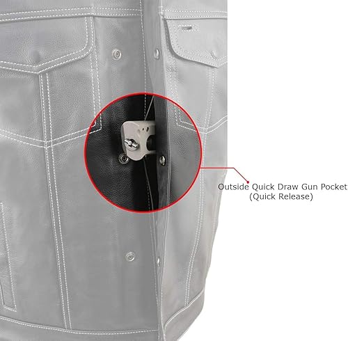 Miniatura 6 de Milwaukee Leather Chaleco de cuero premium para motociclistas estilo club clásico para hombre  MLM