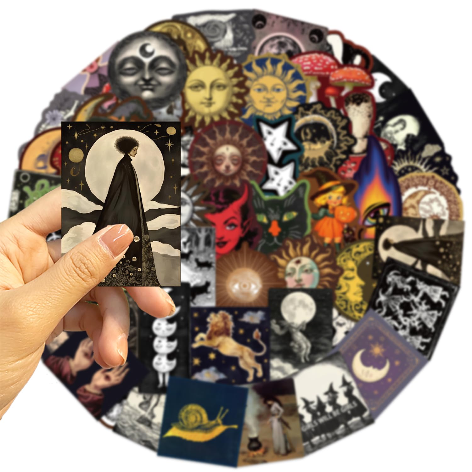 Paquete de 50 calcomanías misteriosas celestiales, calcomanías de anime de graffiti para laptop, Kindle, diario, álbum de recortes, maleta, computadora, botella de agua, monopatín, cuaderno