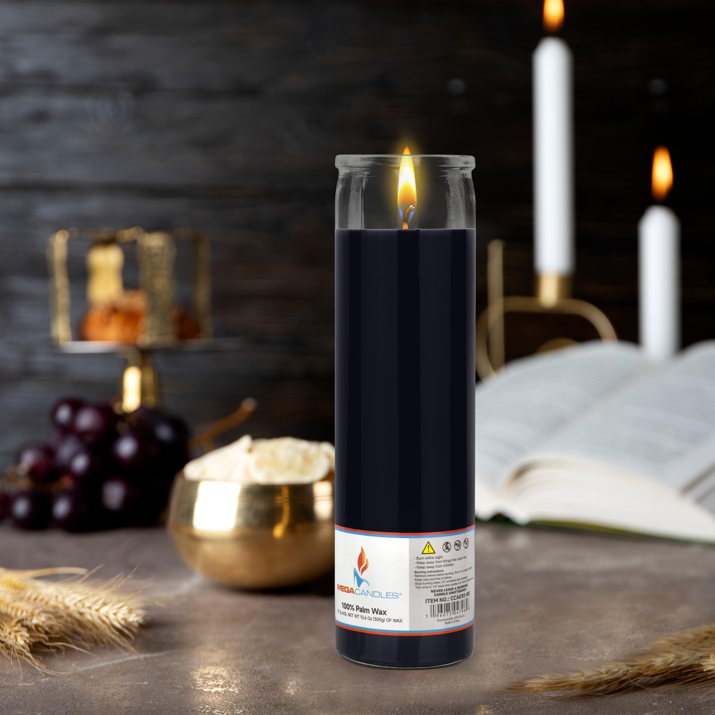 ガラス Amazon.com: Mega Candles 3 pcs Unscented Black Glass Container