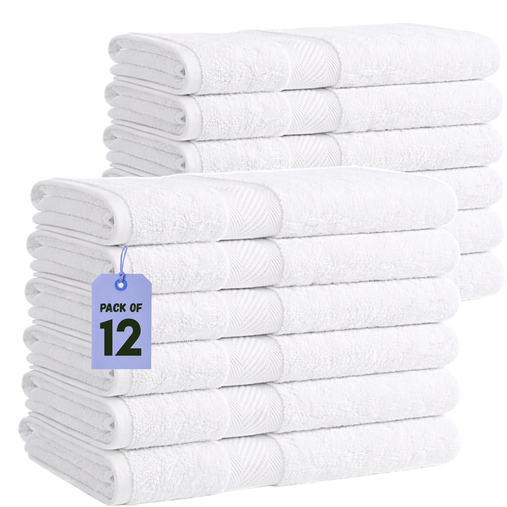 Pearl Linens Pack of 12 100% Cotton Bath Towels
