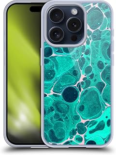 Head Case Designs Licenciado Oficialmente Haroulita Burbujas de Color Verde Azulado Mármol Caso Funda de Gel Suave Compatible con Apple iPhone 15 Pro