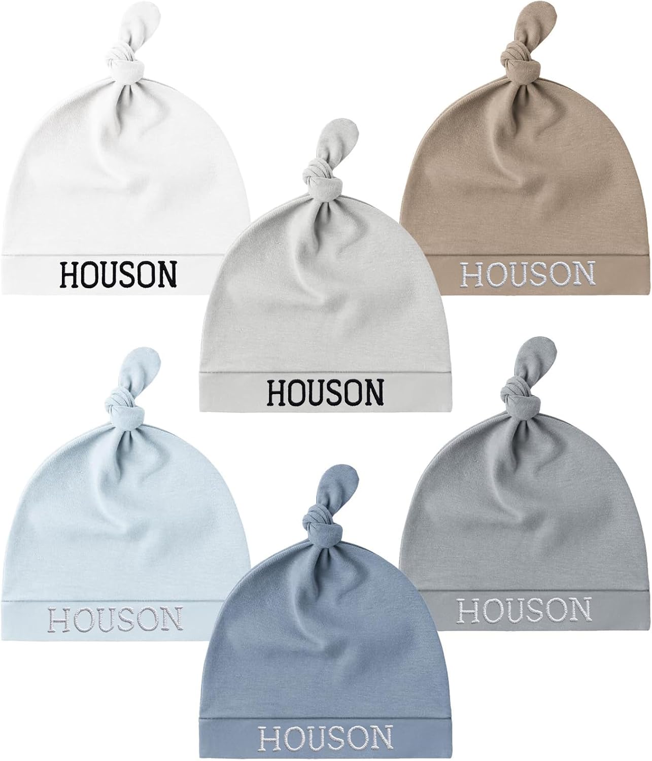 Personalized Newborn Hospital Baby Newborn Hats Knot Beanie Hats Soft for Infant Baby Girls Boys Caps 0-6 Months - Image 5