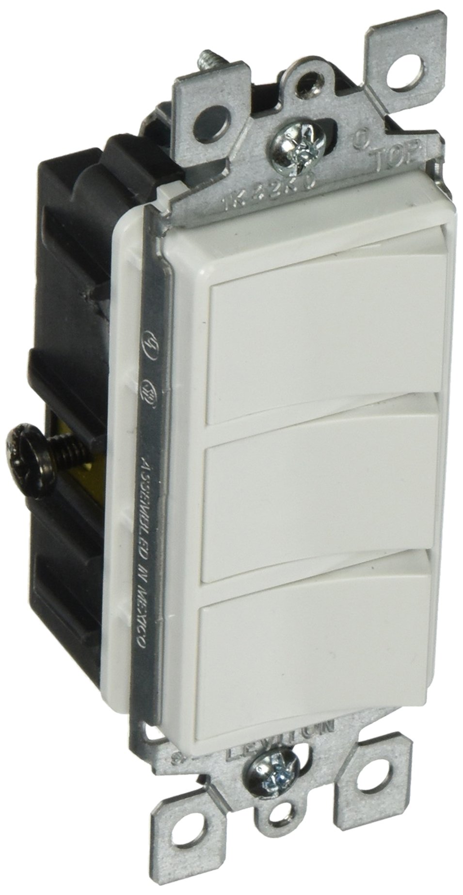 Decora, Size, White R42-01755-OWS Single Pole 15A 120V Triple Combination Switch