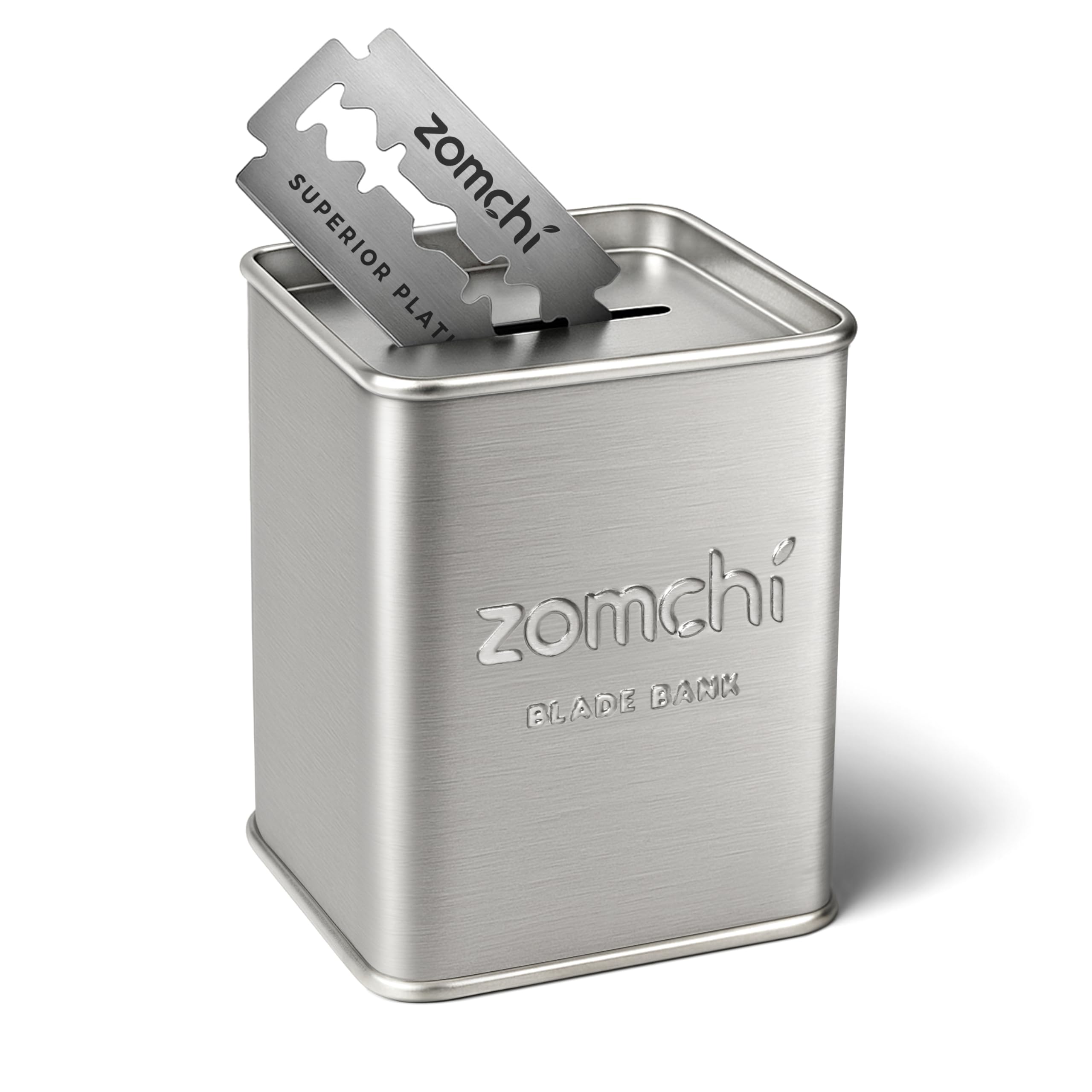 ZOMCHI Razor Blade Bench for Storage of Safety Razor Blades, Used Double Edge Safety Razor Blade Disposal Box (Silver)