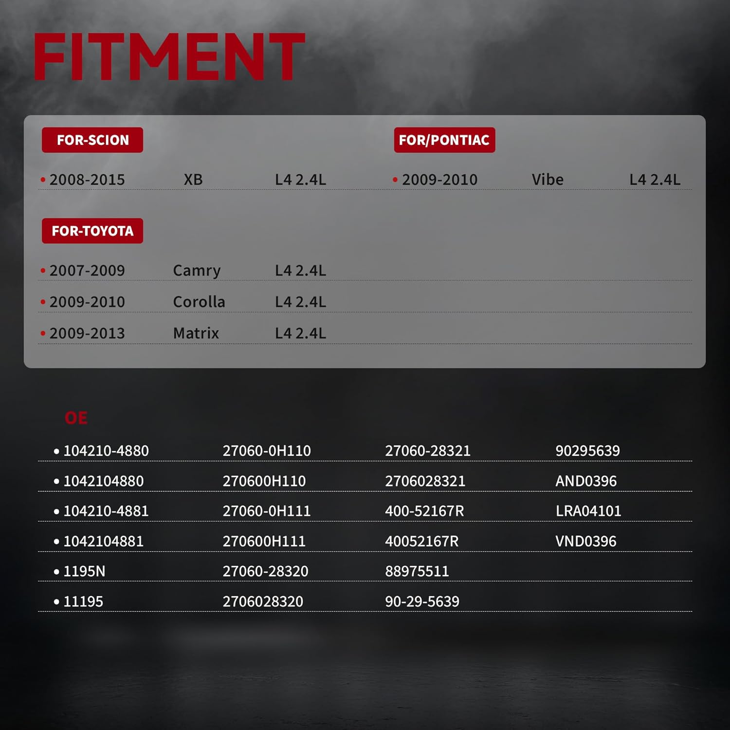 Alternator for/Toyota Camry 2007-2009,Corolla 2009-2010,Matrix 2009-2013,for/Pontiac Vibe 2.4L L4 OE# 27060-0H110,400-52167R,100Amp 12V 7 Grooves Pulley