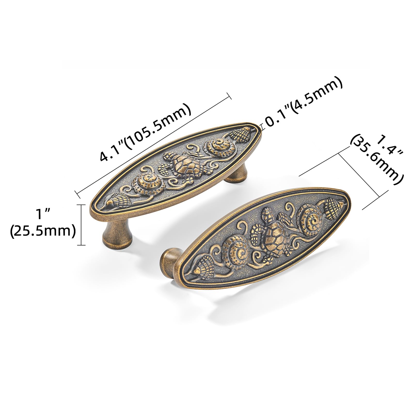 KHTUMEWARE-KH434 Antique Brass Cabinet Pulls CTC 3 in (76 mm) 5-Pack in Antique Brass — KHTUMEWARE