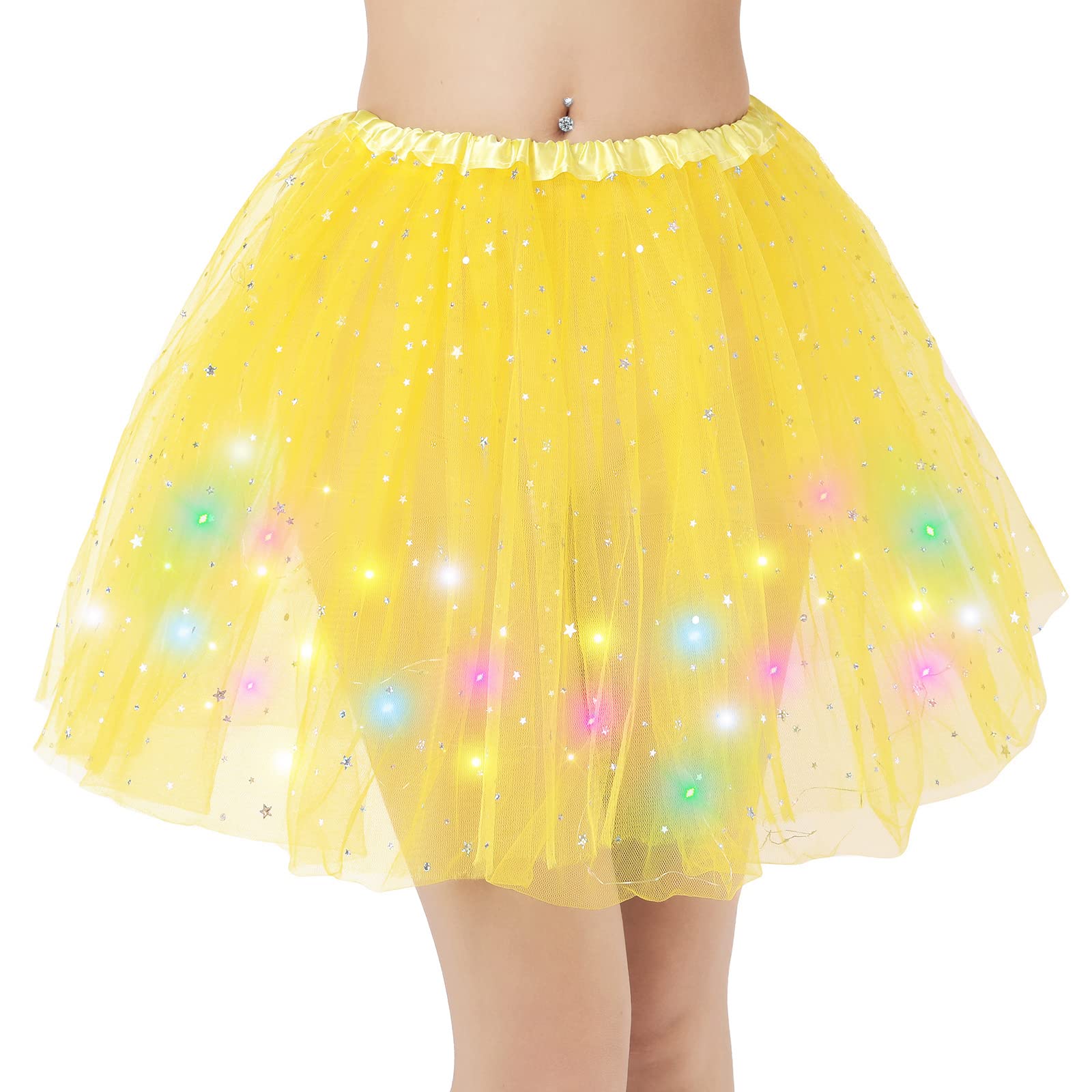 Kefiyis Tüllrock Damen LED Tütü Erwachsene Teenager Tutu Party Ballett Tanzen Fancy Dress Halloween Kostüm