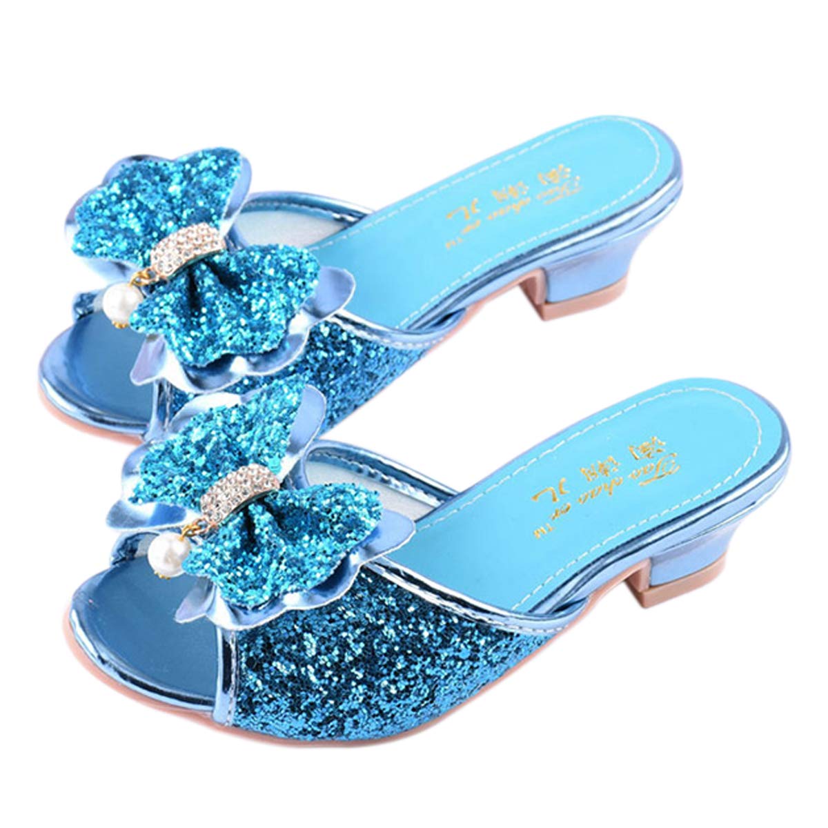 Sandale Argenté Paillette Crystal Perle Fille Princesse Chaussures Danse Noël Halloween