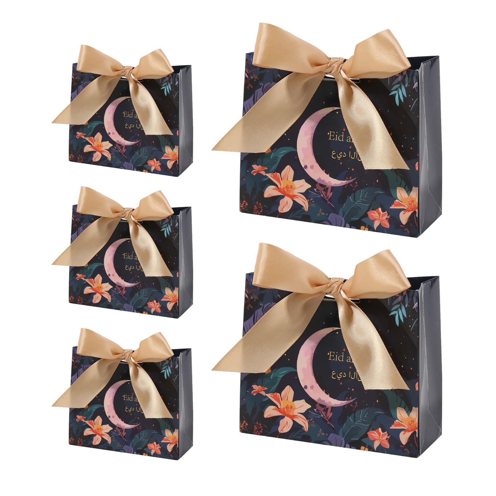 Elnwnnkc 50pcs Eid Gift Bags with Ribbon Bows Decoration Eid Gift Bags for Festival Wrapping Celebration Accessories Celebration Accessories