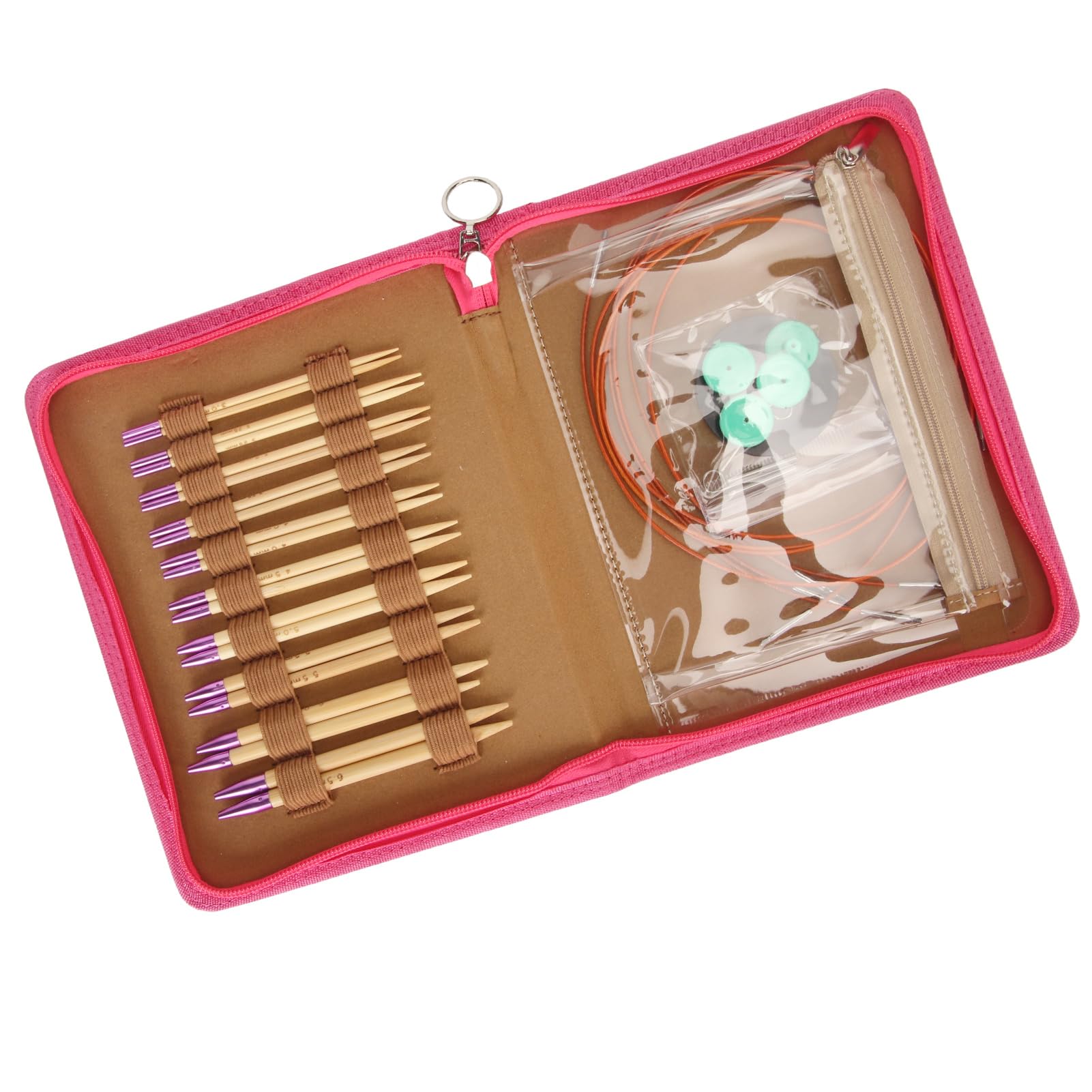 Generic Juego de Agujas de Tejer Circulares, Kit Fácil de Usar con Grabado Transparente para Principiantes y Crocheters Experimentados