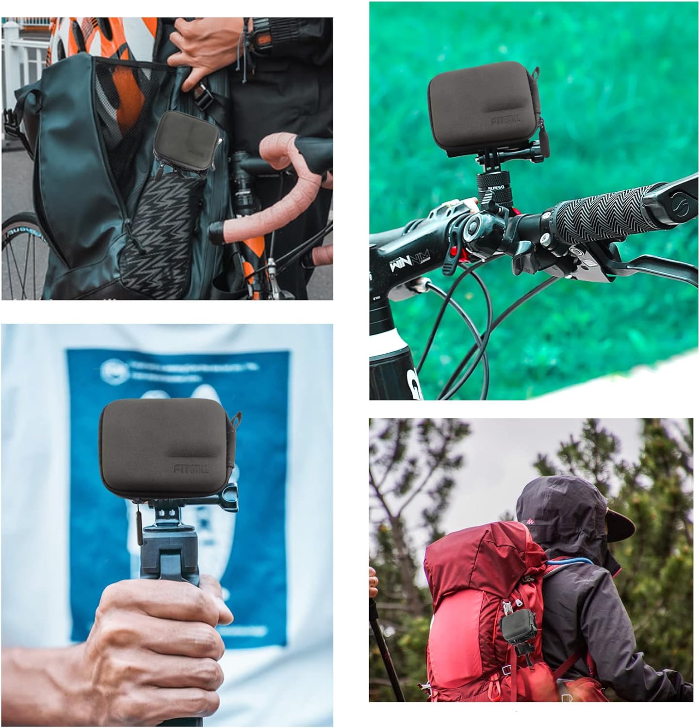 FiTSTILL Grey PU Mini Carrying Case for GoPro Hero 10/9/8/7/(2018)/6/5 Black,Hard Shell Travel Storage Case for DJI Osmo Action 2,AKASO,Campark,YI Action Camera and More…