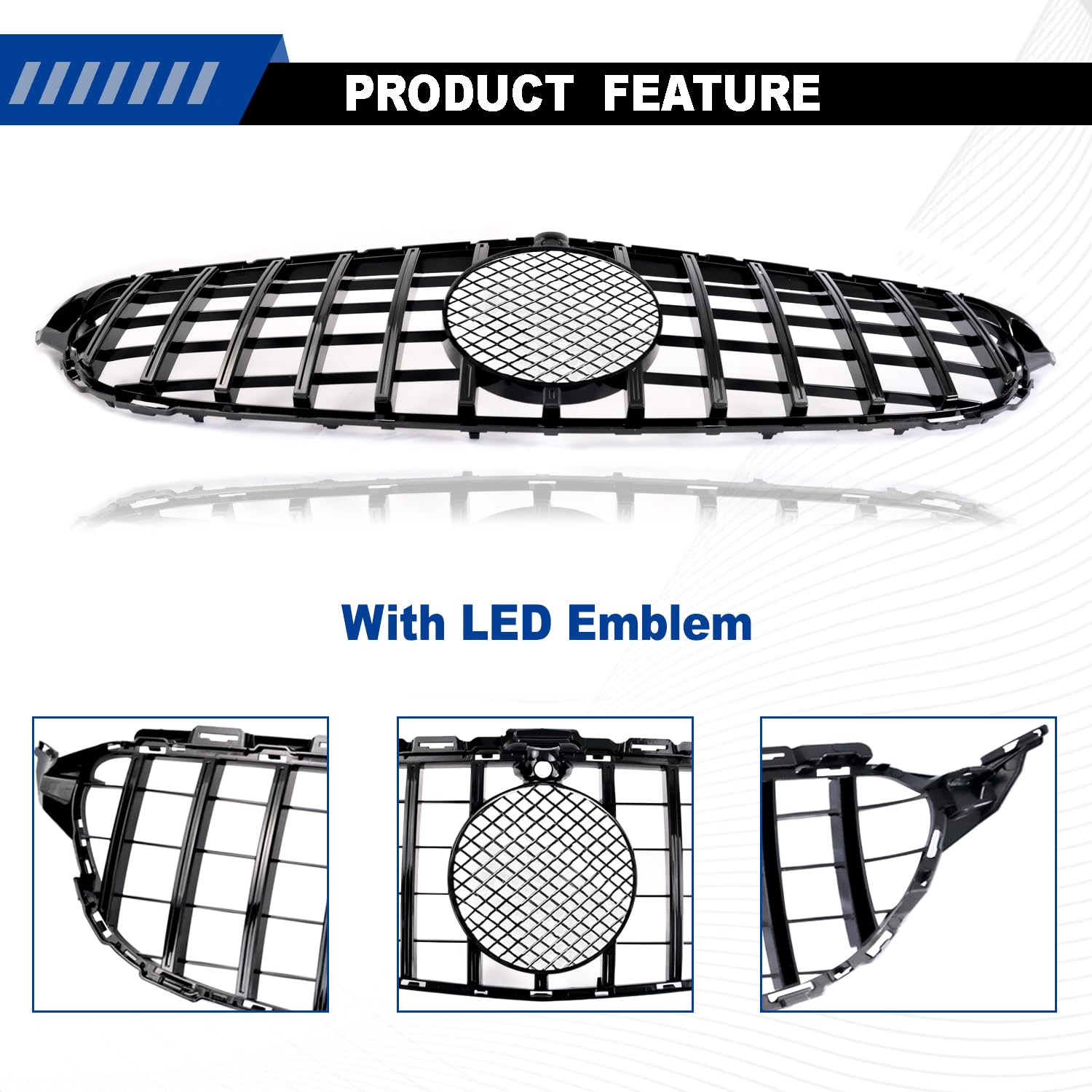 W204ラジエターグリル LED エンブレム付 Amazon.co.jp: C300 グリル LED エンブレム C250 フロントグリル