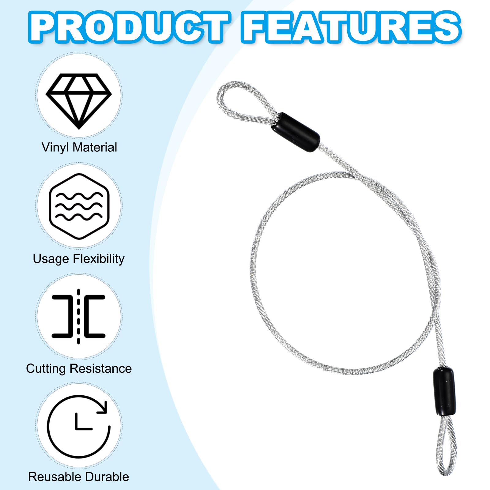 PATIKIL 1/8" Dia Vinyl Coated Stainless Steel Cable with Loops - Image 4