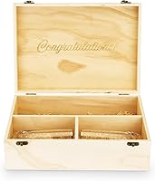Vista 5 de Twine Caja de regalo para botella de champán, caja de vino con tapa y 2 flautas sin tallo, popote de embalaje, capacidad para 1 botella de champán
