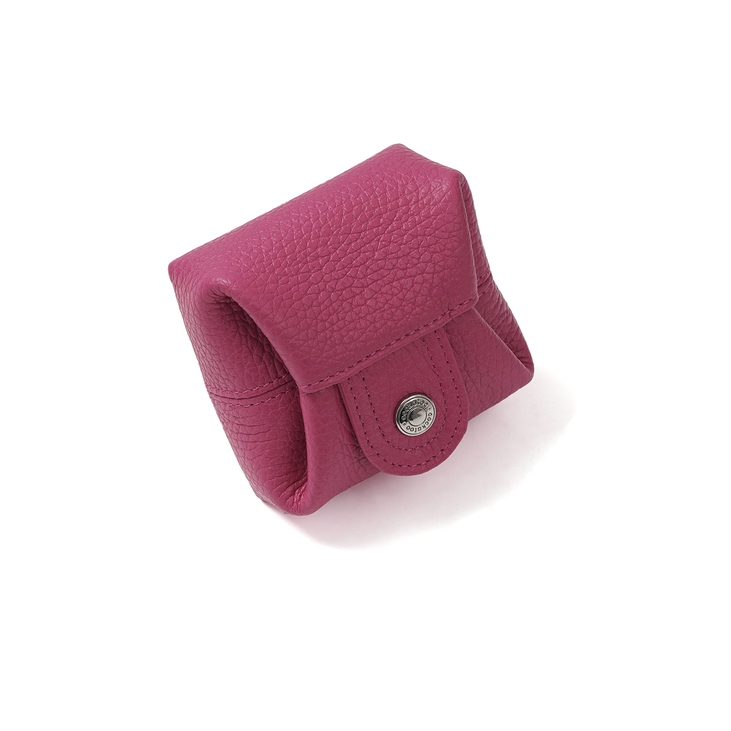 Cockatoo Genuine Leather Coin Pouch Change Holder, Mini Snap Pocket Wallet for Men Women (Fuchsia, Large)