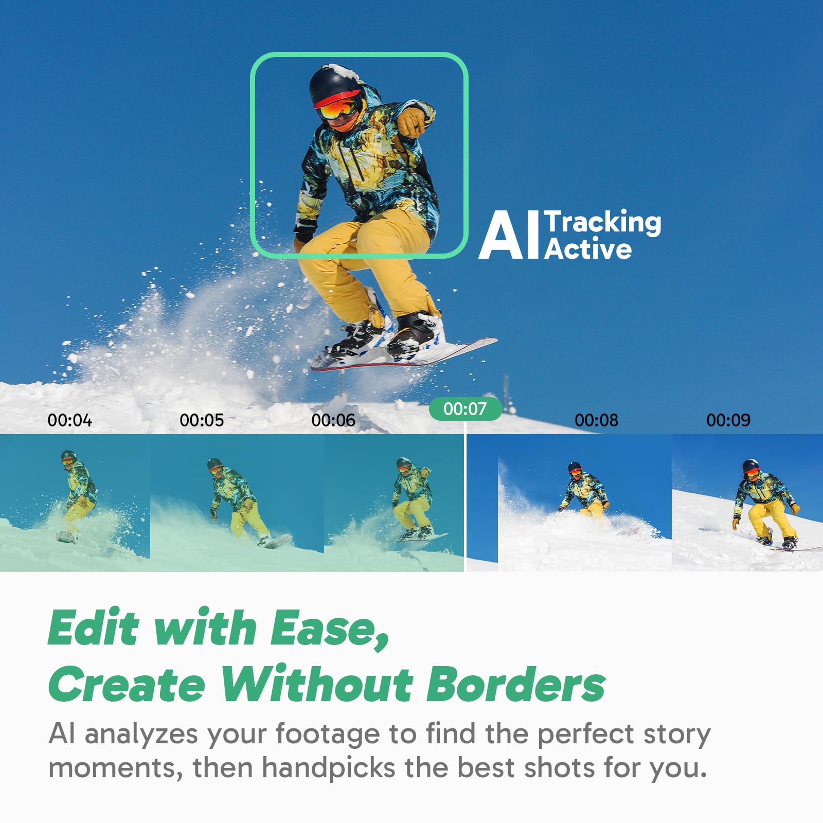 AKASO 360 Caméra d'action 360 Kit d'aventure Neige avec Carte mémoire 256 Go, capteur 1/2", 5,7 K 360, Photos 72 MP, écran Tactile de 2,29", caméra Sport 360