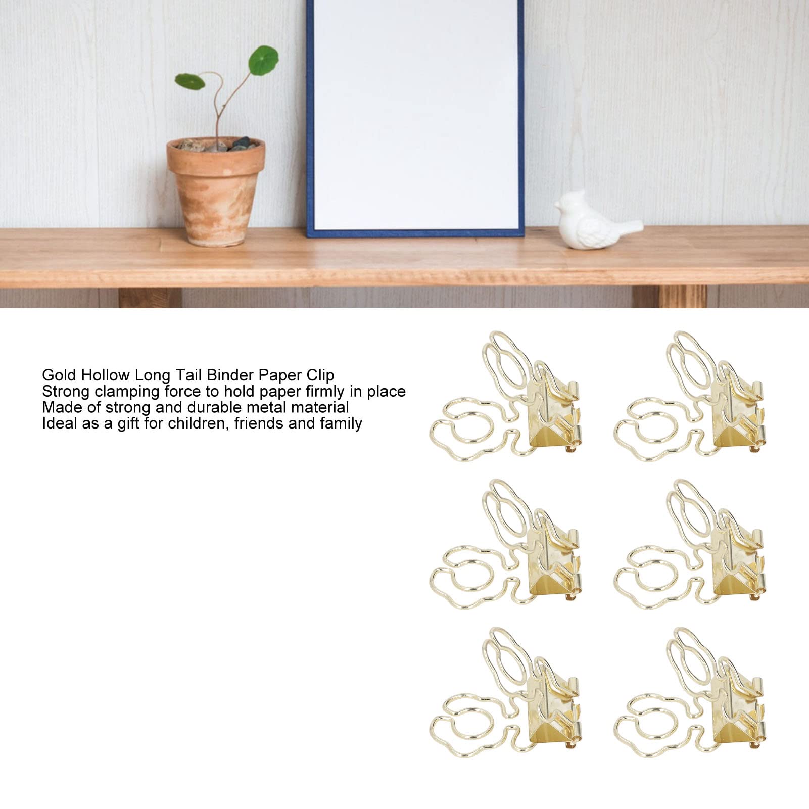 100 szt. Złoty metalowy pusty spinacz do papieru długi ogon mocne mocowanie mały zestaw zacisków biurowych do biura (Flower Shape)