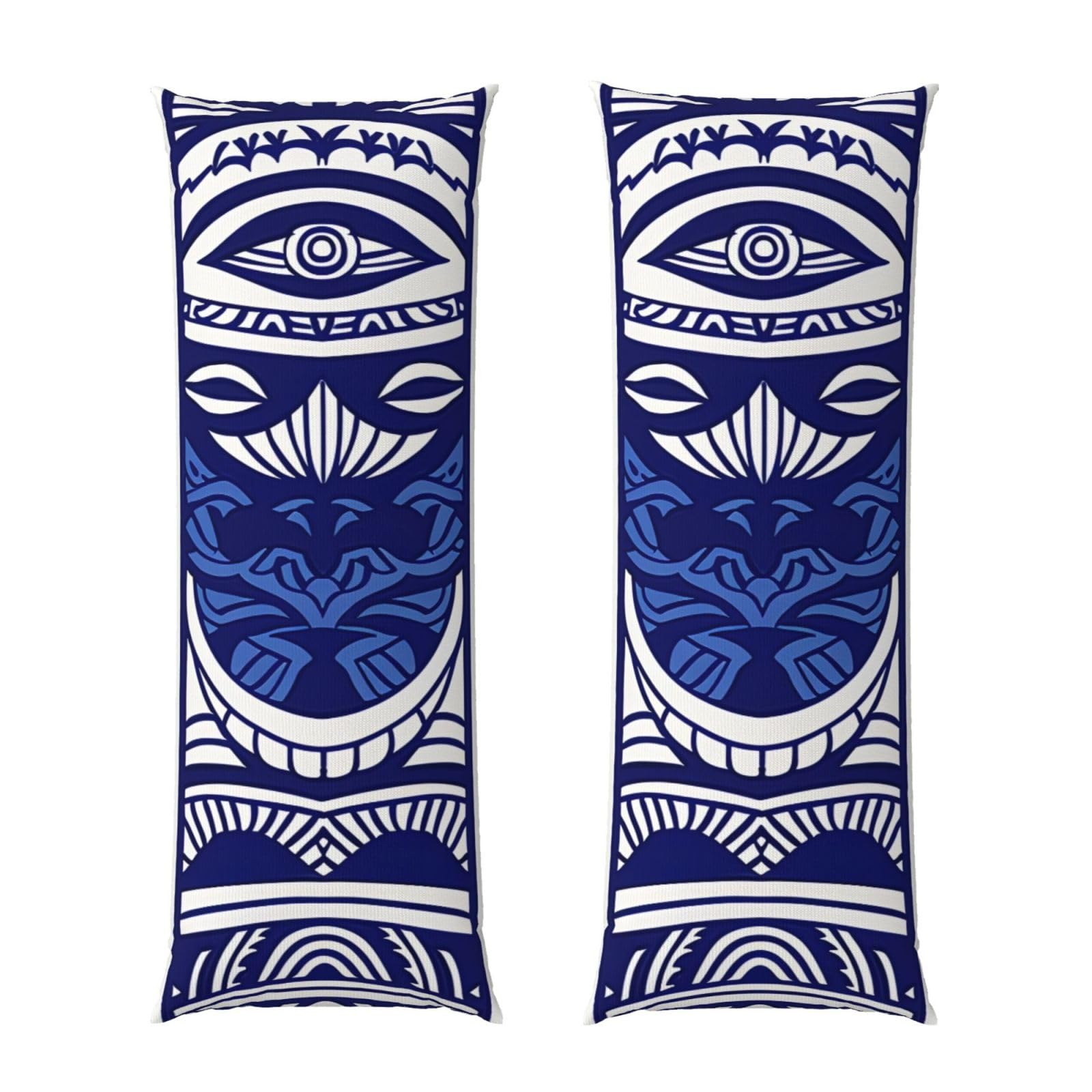 Body Pillow Cover 20x54 Inch, Blue Polynesian Maori Tribal Pattern Print Long Lumbar Pillow Case with Zipper Long Body Pillowcase Decorative for Bed Sofa Bedroom